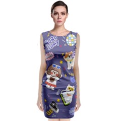 Girl Cartoon Background Pattern Classic Sleeveless Midi Dress