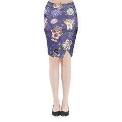 Girl Cartoon Background Pattern Midi Wrap Pencil Skirt