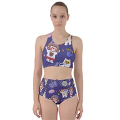 Girl Cartoon Background Pattern Racer Back Bikini Set