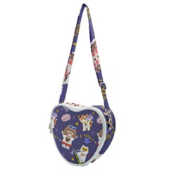 Girl Cartoon Background Pattern Heart Shoulder Bag