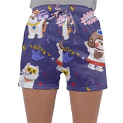 Girl Cartoon Background Pattern Sleepwear Shorts
