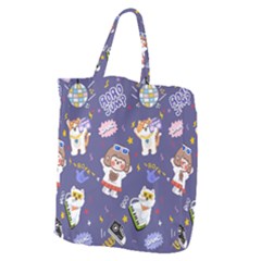 Girl Cartoon Background Pattern Giant Grocery Tote
