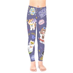 Girl Cartoon Background Pattern Kids  Leggings