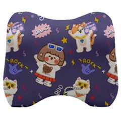 Girl Cartoon Background Pattern Velour Head Support Cushion