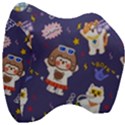 Girl Cartoon Background Pattern Velour Head Support Cushion View3