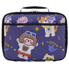 Girl Cartoon Background Pattern Full Print Lunch Bag