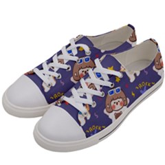 Girl Cartoon Background Pattern Women s Low Top Canvas Sneakers