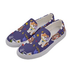 Girl Cartoon Background Pattern Women s Canvas Slip Ons