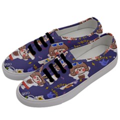 Girl Cartoon Background Pattern Men s Classic Low Top Sneakers