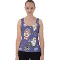 Girl Cartoon Background Pattern Velvet Tank Top View1