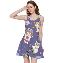 Girl Cartoon Background Pattern Inside Out Racerback Dress