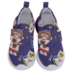 Girl Cartoon Background Pattern Kids  Velcro No Lace Shoes