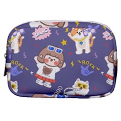 Girl Cartoon Background Pattern Make Up Pouch (Small)