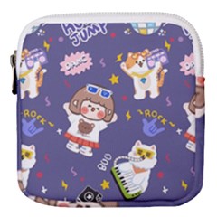 Girl Cartoon Background Pattern Mini Square Pouch