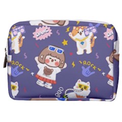 Girl Cartoon Background Pattern Make Up Pouch (Medium)