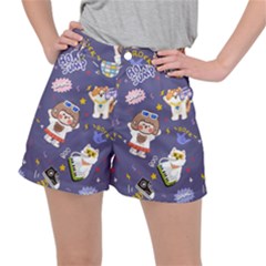 Girl Cartoon Background Pattern Ripstop Shorts by Sudhe