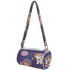 Girl Cartoon Background Pattern Mini Cylinder Bag