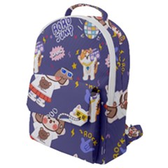 Girl Cartoon Background Pattern Flap Pocket Backpack (small)