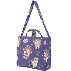 Girl Cartoon Background Pattern Square Shoulder Tote Bag by Sudhe