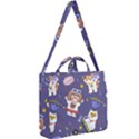 Girl Cartoon Background Pattern Square Shoulder Tote Bag View2