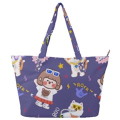 Girl Cartoon Background Pattern Full Print Shoulder Bag