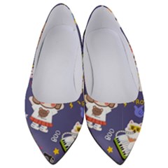 Girl Cartoon Background Pattern Women s Low Heels