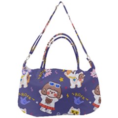 Girl Cartoon Background Pattern Removal Strap Handbag
