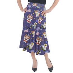 Girl Cartoon Background Pattern Midi Mermaid Skirt