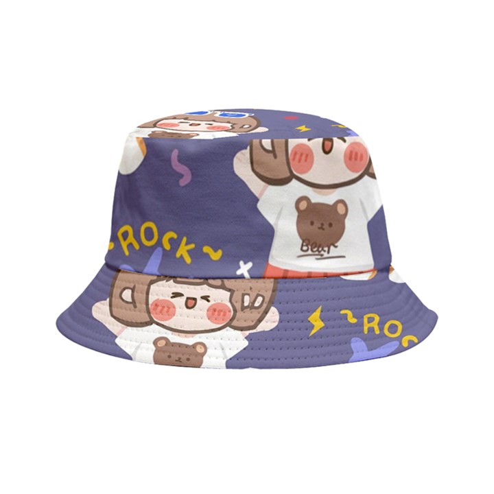 Girl Cartoon Background Pattern Bucket Hat