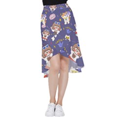 Girl Cartoon Background Pattern Frill Hi Low Chiffon Skirt