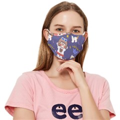 Girl Cartoon Background Pattern Fitted Cloth Face Mask (Adult)