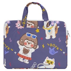 Girl Cartoon Background Pattern MacBook Pro 13  Double Pocket Laptop Bag