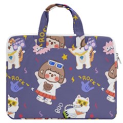 Girl Cartoon Background Pattern MacBook Pro 16  Double Pocket Laptop Bag 