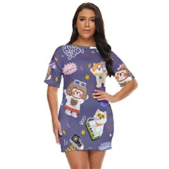 Girl Cartoon Background Pattern Just Threw It On Dress