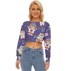 Girl Cartoon Background Pattern Lightweight Long Sleeve Sweatshirt