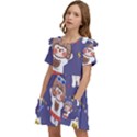 Girl Cartoon Background Pattern Kids  Frilly Sleeves Pocket Dress View3