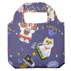 Girl Cartoon Background Pattern Premium Foldable Grocery Recycle Bag