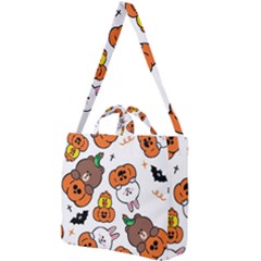Illustration Pumpkin Bear Bat Bunny Chicken Square Shoulder Tote Bag by Sudhe