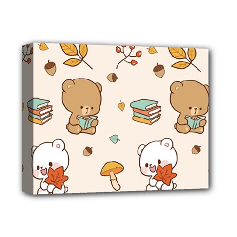 Illustration Bear Cartoon Background Pattern Deluxe Canvas 14  X 11  (stretched)
