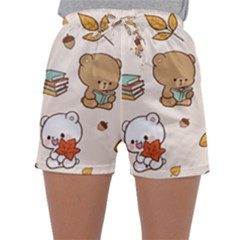 Illustration Bear Cartoon Background Pattern Sleepwear Shorts by Sudhe