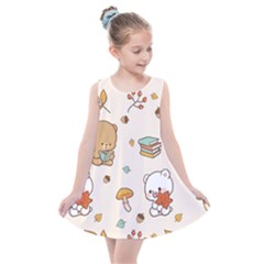 Illustration Bear Cartoon Background Pattern Kids  Summer Dress by Sudhe