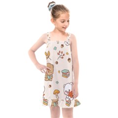 Illustration Bear Cartoon Background Pattern Kids  Overall Dress by Sudhe