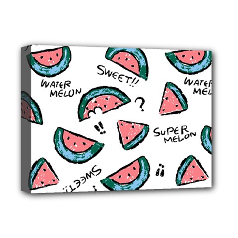 Illustration Watermelon Fruit Sweet Slicee Deluxe Canvas 16  X 12  (stretched) 