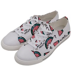 Illustration Watermelon Fruit Sweet Slicee Women s Low Top Canvas Sneakers by Sudhe