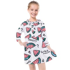 Illustration Watermelon Fruit Sweet Slicee Kids  Quarter Sleeve Shirt Dress