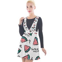 Illustration Watermelon Fruit Sweet Slicee Plunge Pinafore Velour Dress