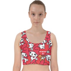 Rabbit Background Cartoon Velvet Racer Back Crop Top by Sudhe