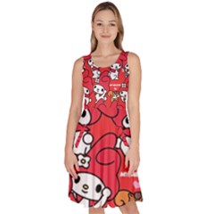 Rabbit Background Cartoon Knee Length Skater Dress With Pockets by Sudhe