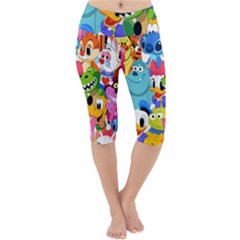 Illustration Cartoon Character Animal Cute Lightweight Velour Cropped Yoga Leggings by Sudhe