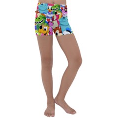 Illustration Cartoon Character Animal Cute Kids  Lightweight Velour Yoga Shorts by Sudhe